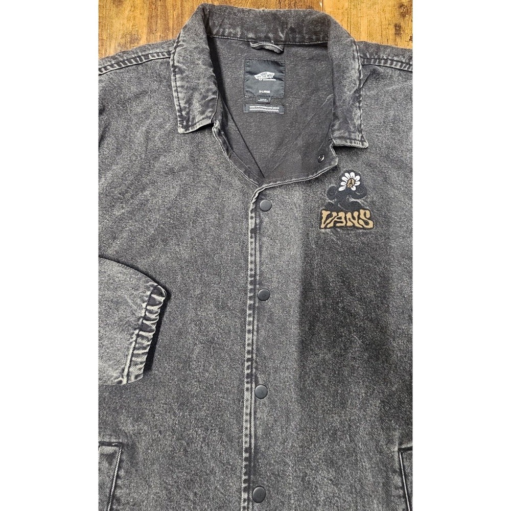 Vans Off The Wall Torrey Black Washed Denim Skate Jacket Size Extra Large NWT - Picture 2 of 8